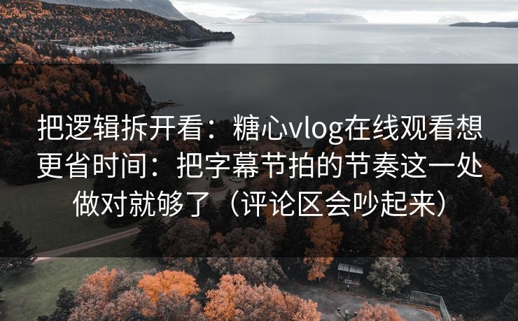把逻辑拆开看：糖心vlog在线观看想更省时间：把字幕节拍的节奏这一处做对就够了（评论区会吵起来）