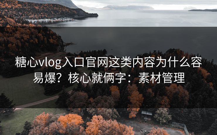 糖心vlog入口官网这类内容为什么容易爆？核心就俩字：素材管理