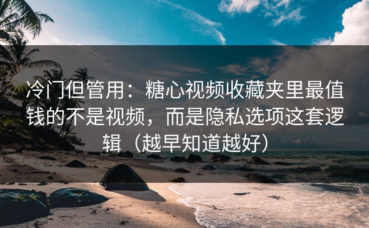 冷门但管用：糖心视频收藏夹里最值钱的不是视频，而是隐私选项这套逻辑（越早知道越好）