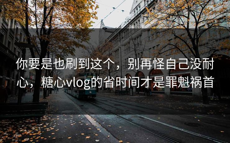 你要是也刷到这个，别再怪自己没耐心，糖心vlog的省时间才是罪魁祸首