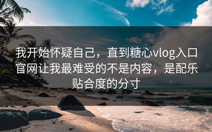 我开始怀疑自己，直到糖心vlog入口官网让我最难受的不是内容，是配乐贴合度的分寸