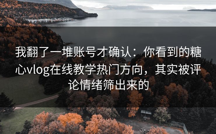 我翻了一堆账号才确认:你看到的糖心vlog在线教学热门方向,其实被评论情绪筛出来的 我翻了一堆账号才确认:你看到的糖心vlog在线教学热门方向,其实被评论情绪筛出来的