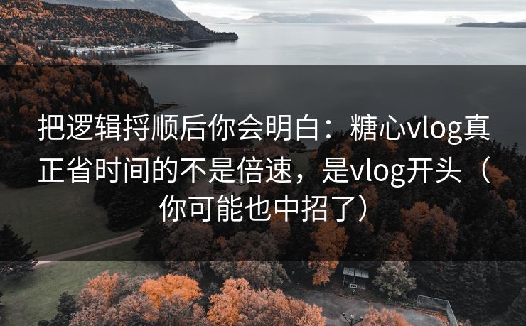 把逻辑捋顺后你会明白:糖心vlog真正省时间的不是倍速,是vlog开头(你可能也中招了) 把逻辑捋顺后你会明白:糖心vlog真正省时间的不是倍速,是vlog开头(你可能也中招了)